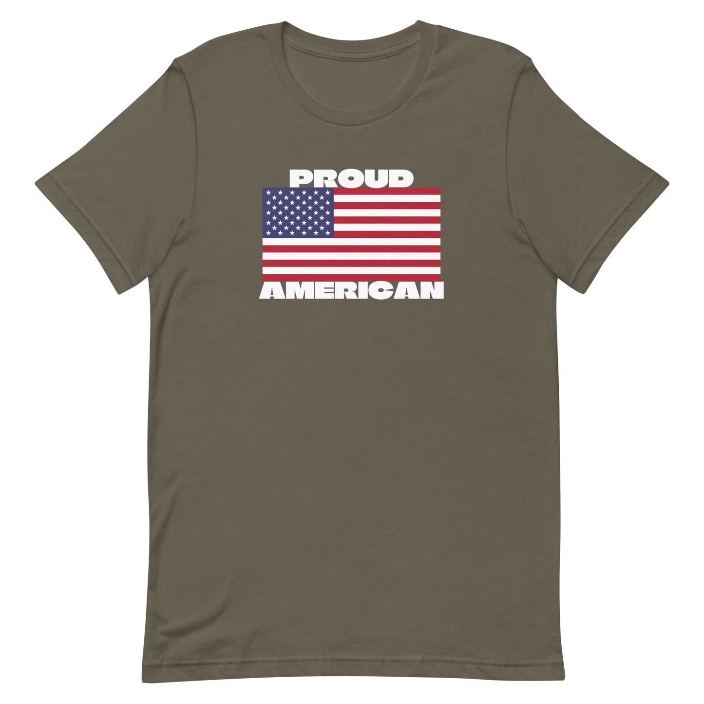 PROUD AMERICAN FLAG-WHITE LETTERING