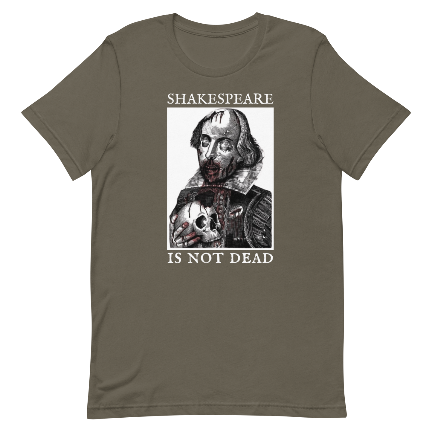SHAKESPEARE IS NOT DEAD-WHITE LETTERING