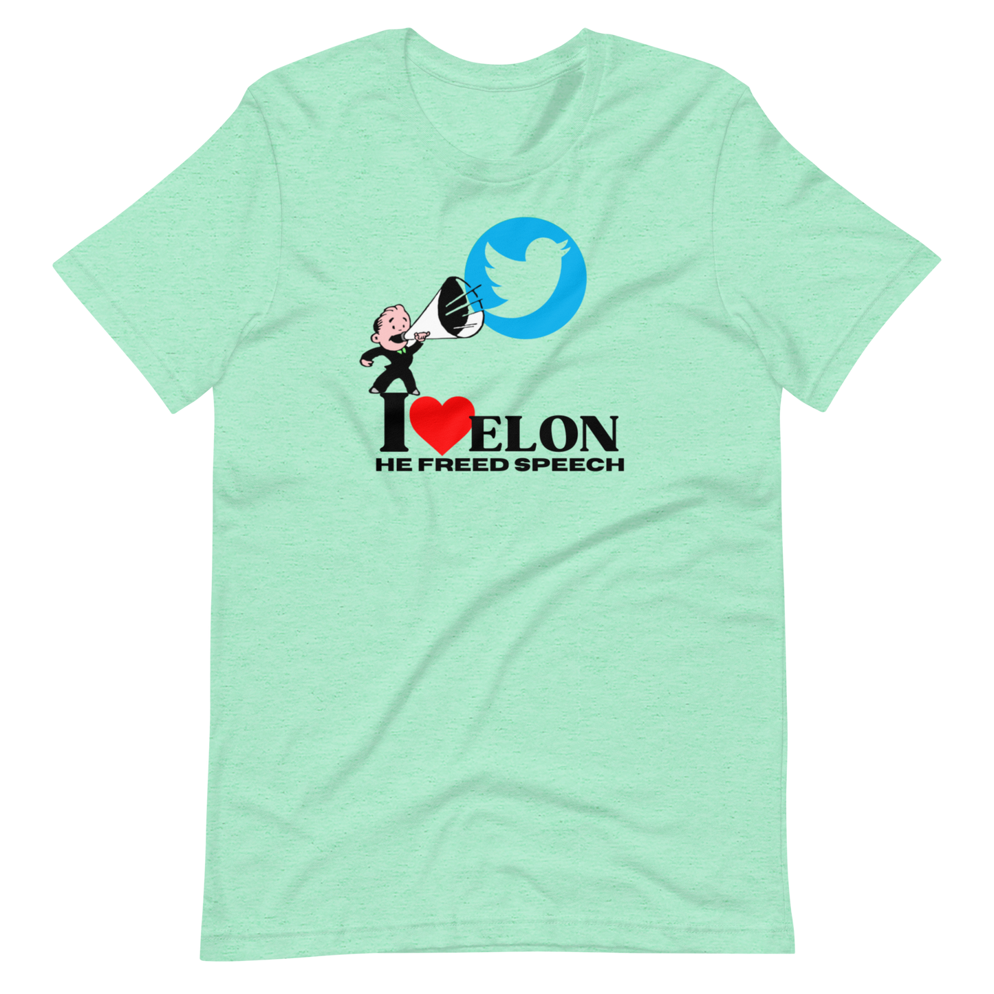 I LOVE ELON/HE FREED SPEECH-BLACK LETTERING