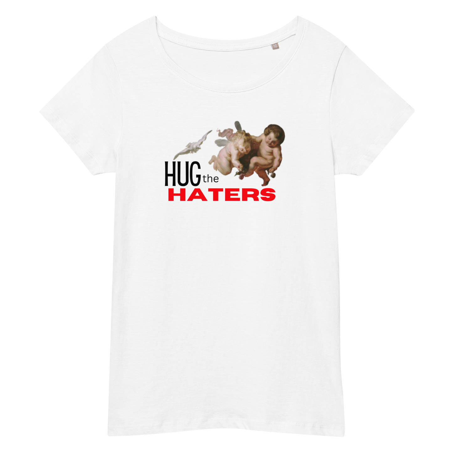 HUG THE HATERS (LADIES) BLACK & RED LETTERING