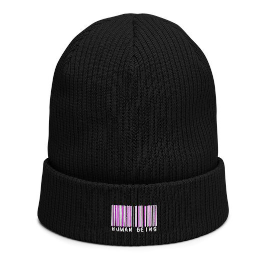 'HUMAN BEING BAR CODE' BEENIE (BLACK)