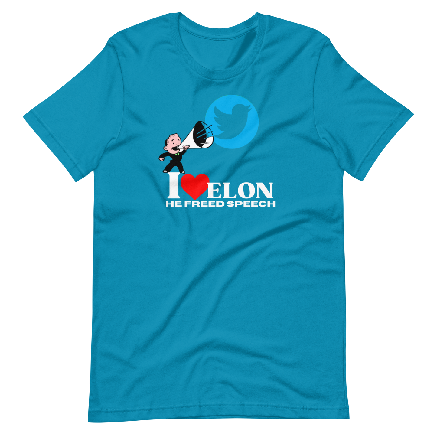 I LOVE ELON/HE FREED SPEECH-WHITE LETTERING