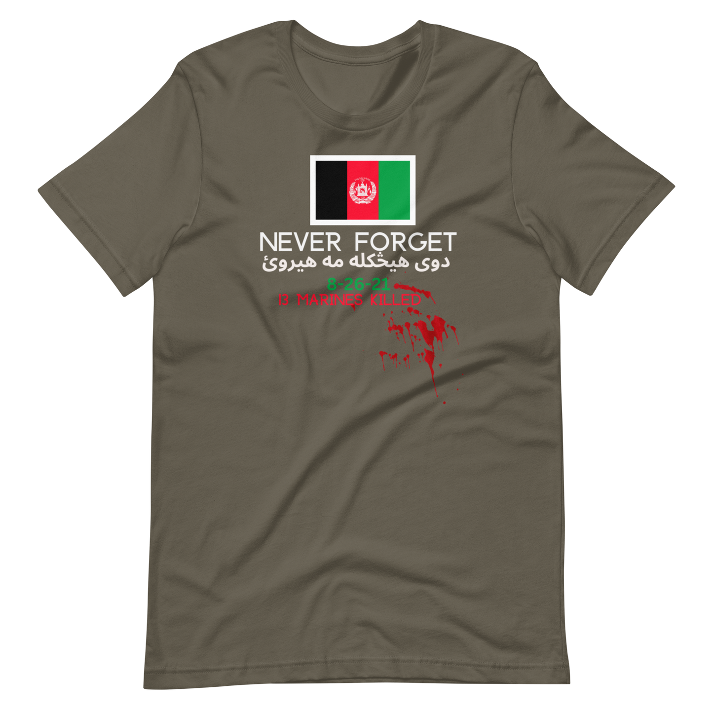 NEVER FORGET AFGHANISTAN-WHITE LETTERING