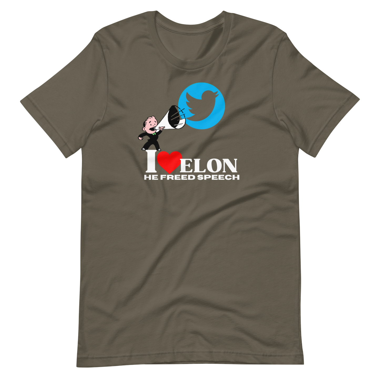 I LOVE ELON/HE FREED SPEECH-WHITE LETTERING