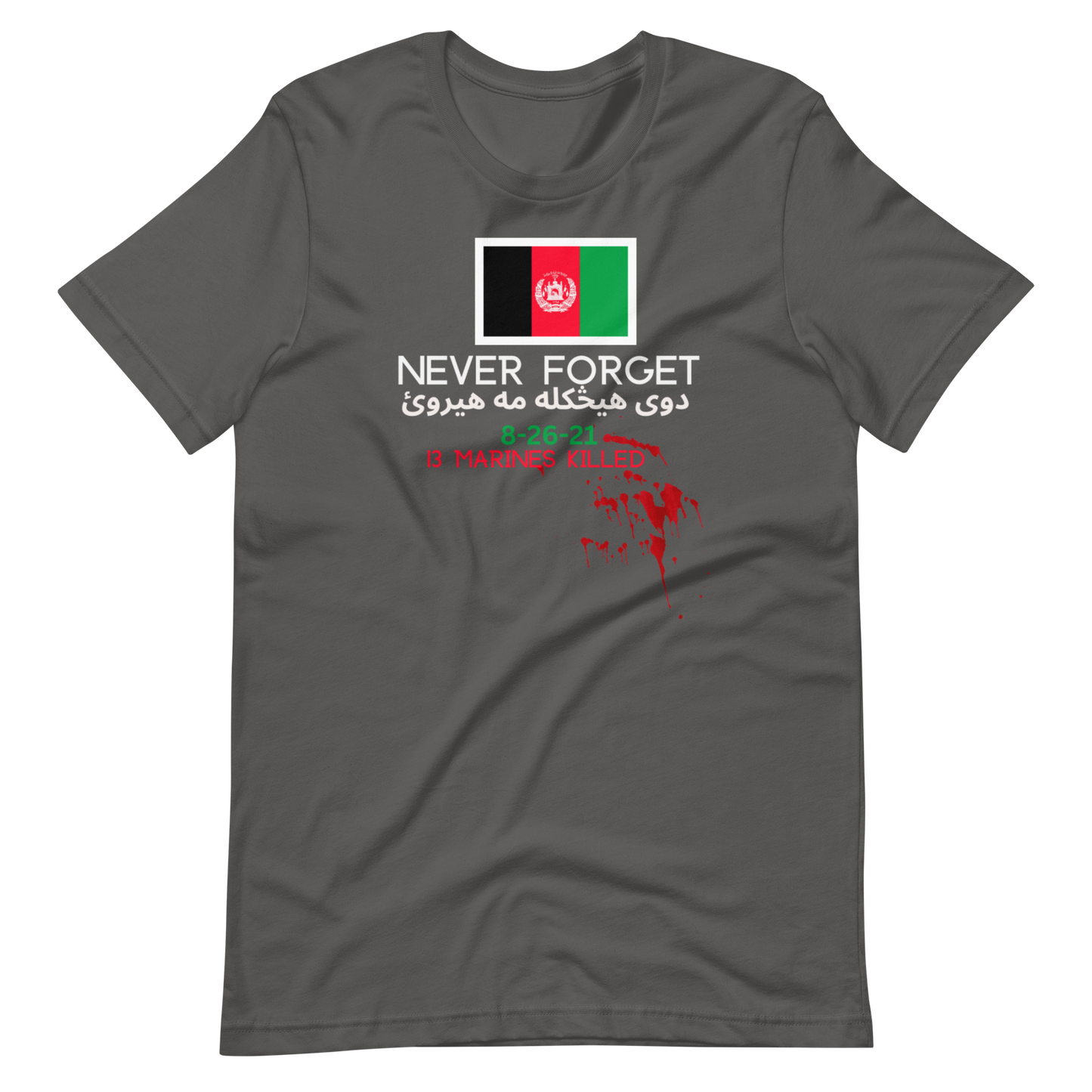 NEVER FORGET AFGHANISTAN-WHITE LETTERING