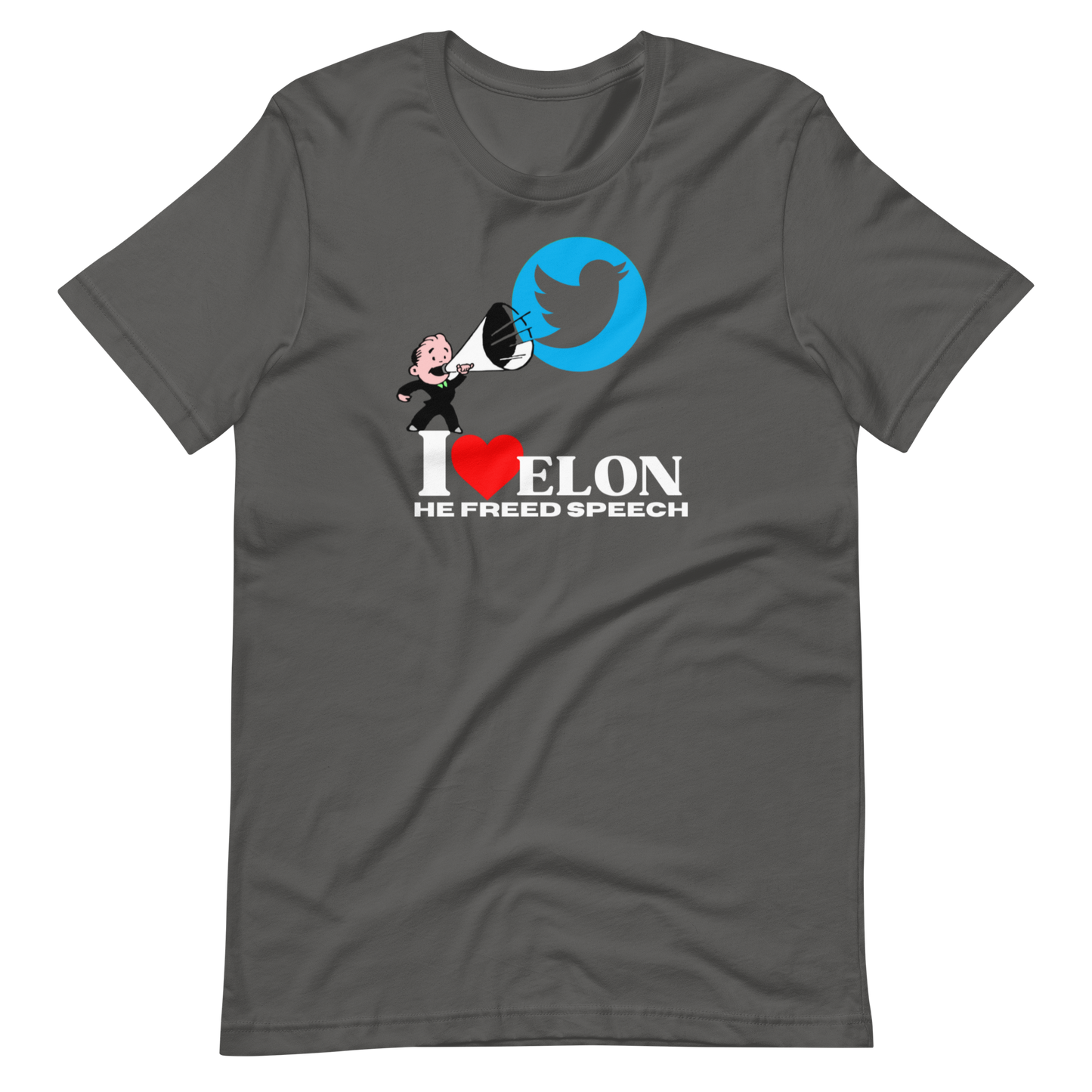 I LOVE ELON/HE FREED SPEECH-WHITE LETTERING