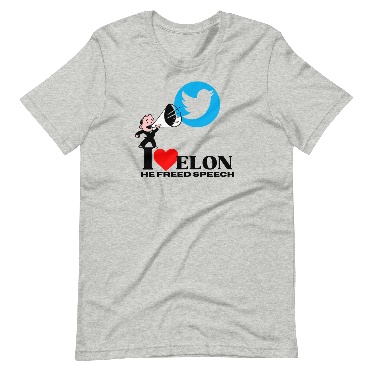 I LOVE ELON/HE FREED SPEECH-BLACK LETTERING