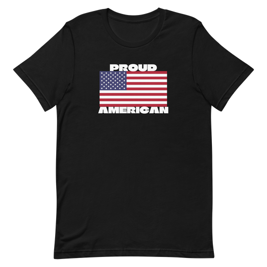 PROUD AMERICAN FLAG-WHITE LETTERING