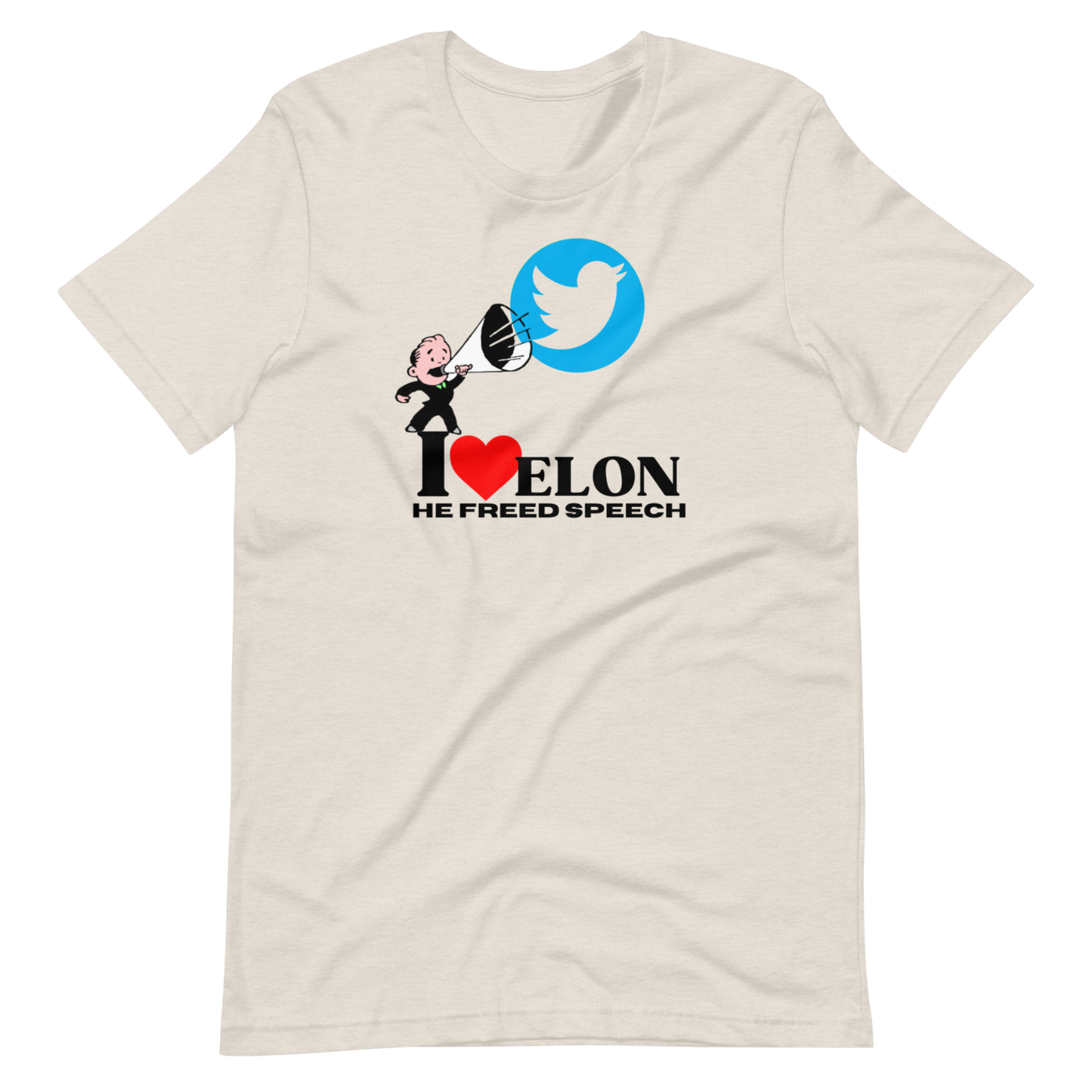 I LOVE ELON/HE FREED SPEECH-BLACK LETTERING