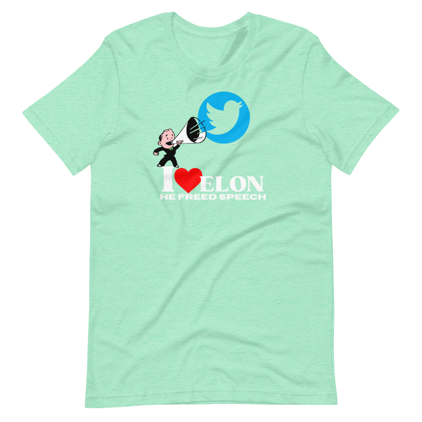 I LOVE ELON/HE FREED SPEECH-WHITE LETTERING