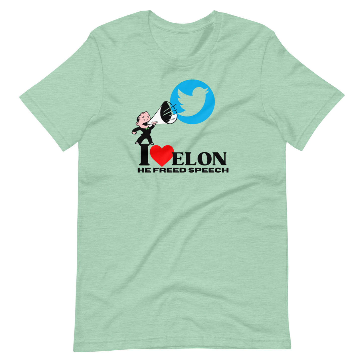 I LOVE ELON/HE FREED SPEECH-BLACK LETTERING