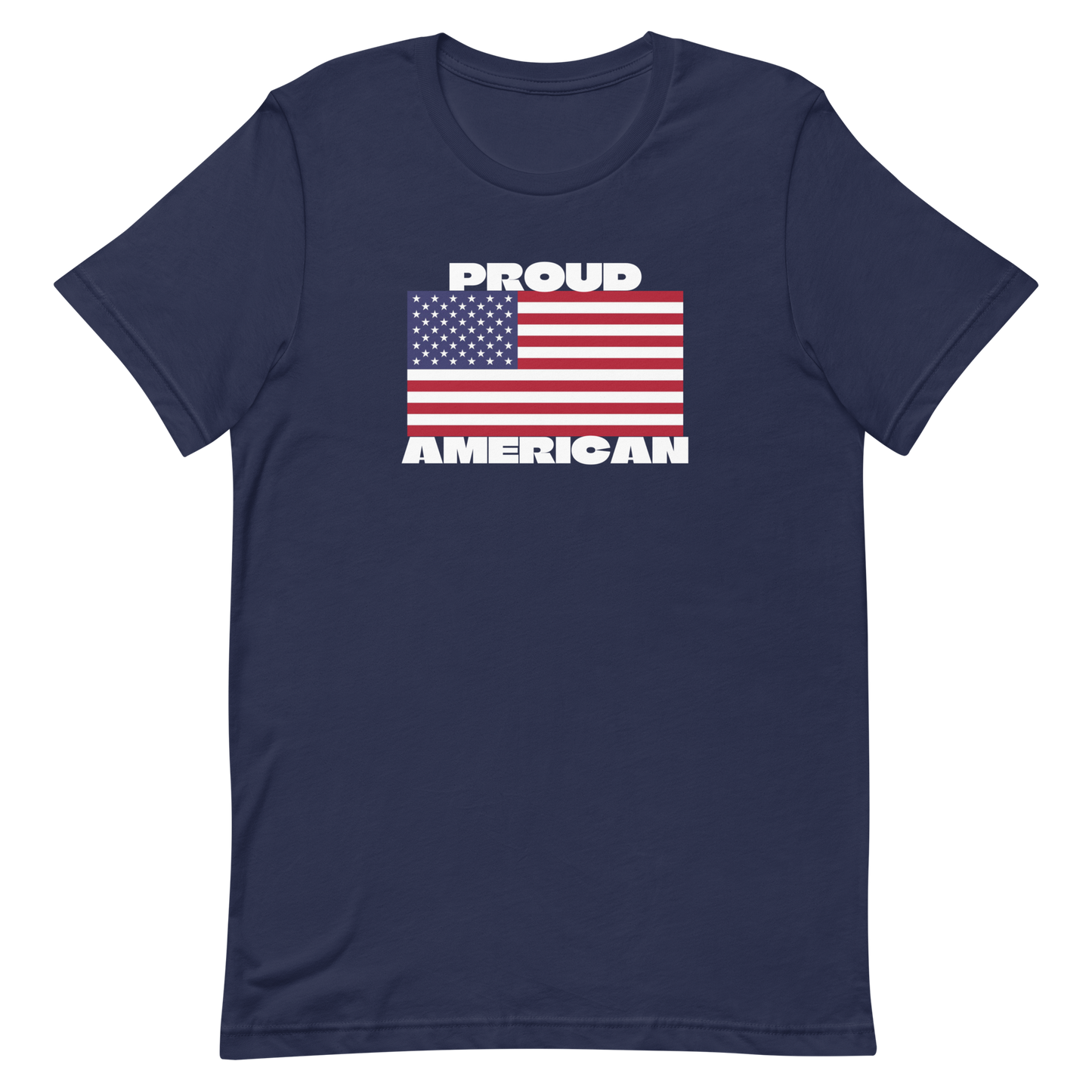 PROUD AMERICAN FLAG-WHITE LETTERING