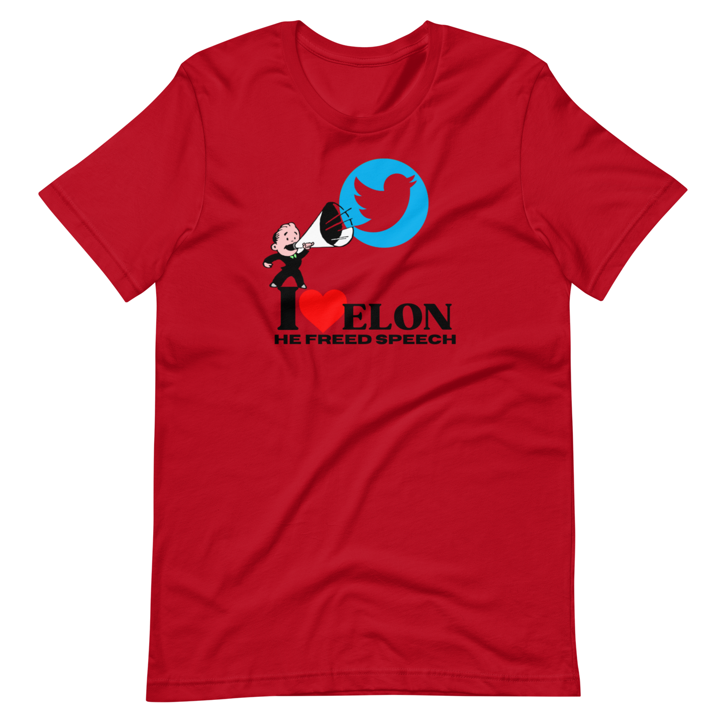 I LOVE ELON/HE FREED SPEECH-BLACK LETTERING