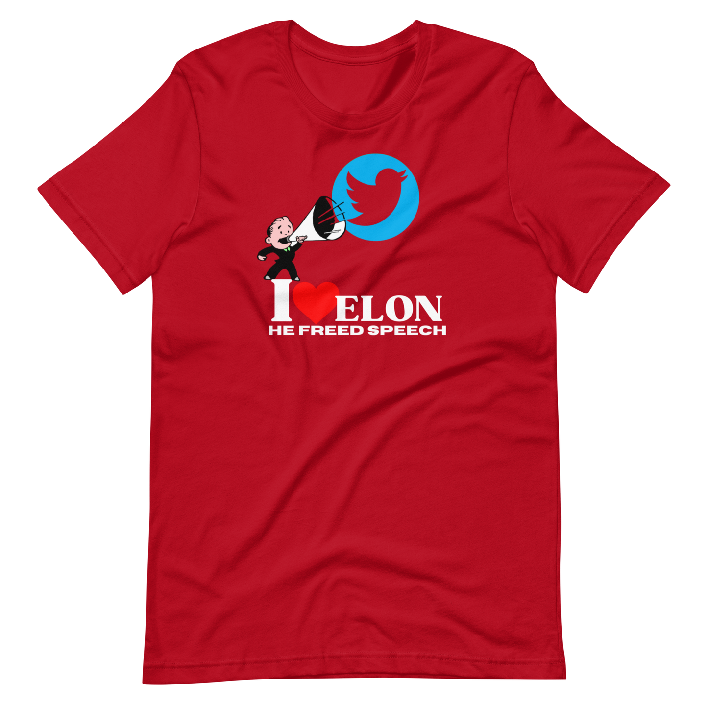 I LOVE ELON/HE FREED SPEECH-WHITE LETTERING