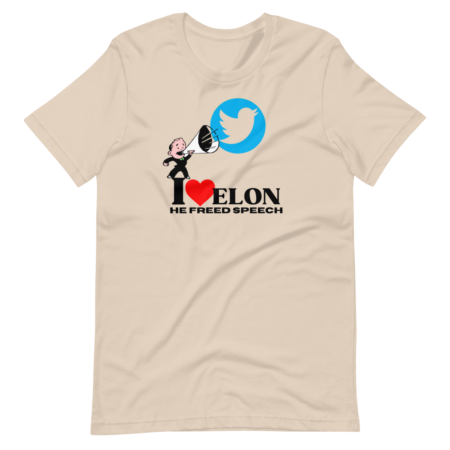 I LOVE ELON/HE FREED SPEECH-BLACK LETTERING