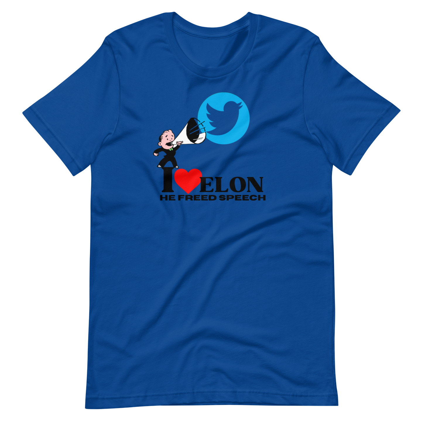 I LOVE ELON/HE FREED SPEECH-BLACK LETTERING