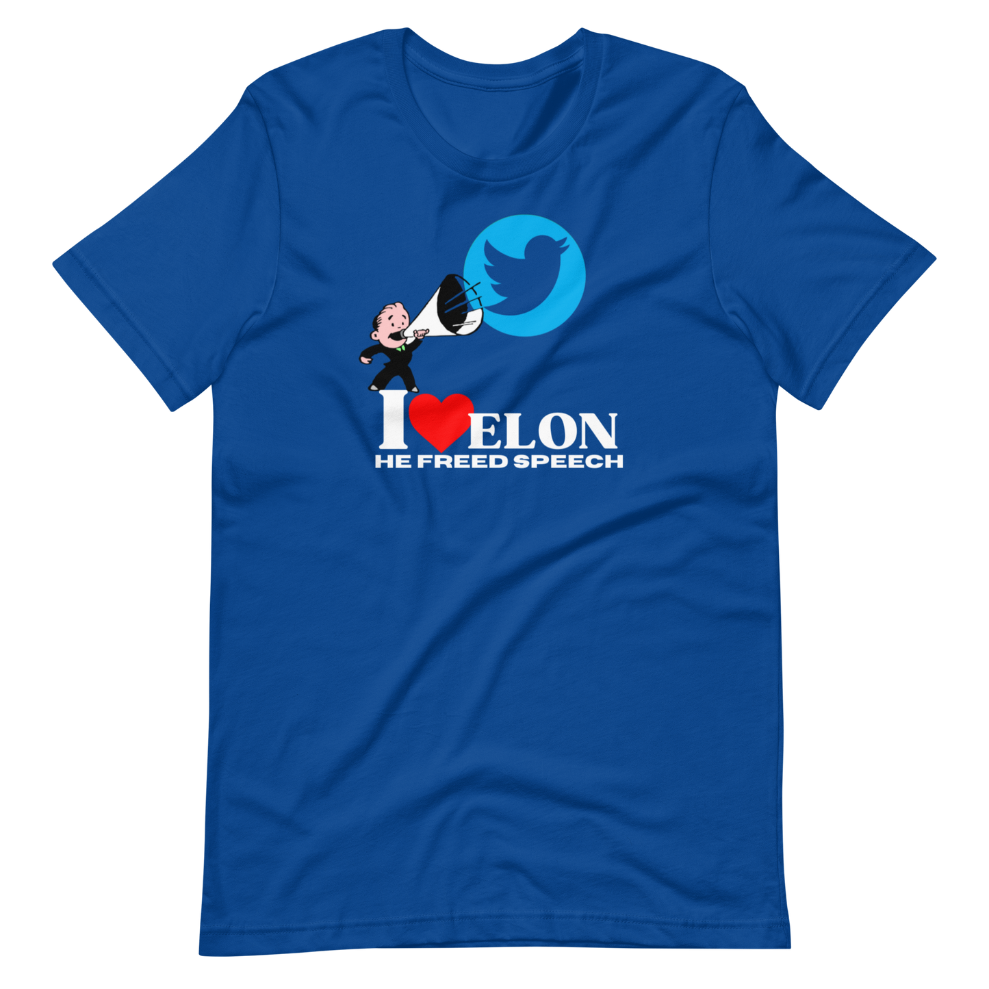 I LOVE ELON/HE FREED SPEECH-WHITE LETTERING