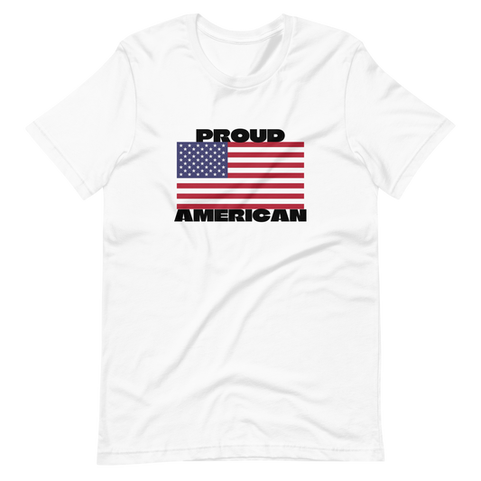 PROUD AMERICAN FLAG-BLACK LETTERING