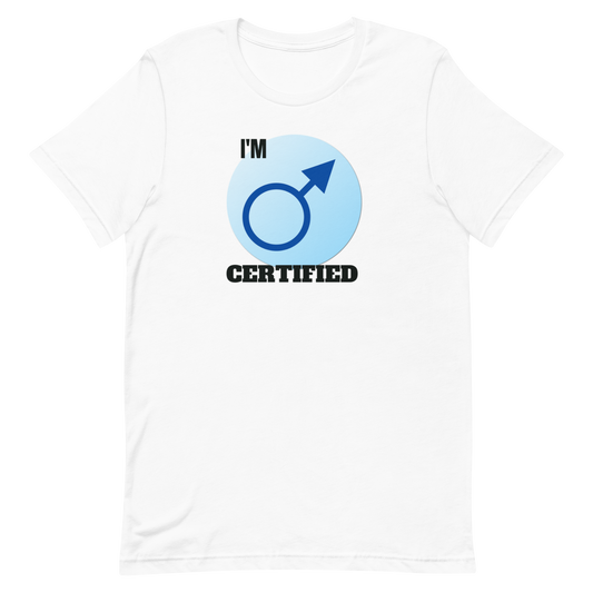 CERTIFIED MALE-BLACK LETTERING