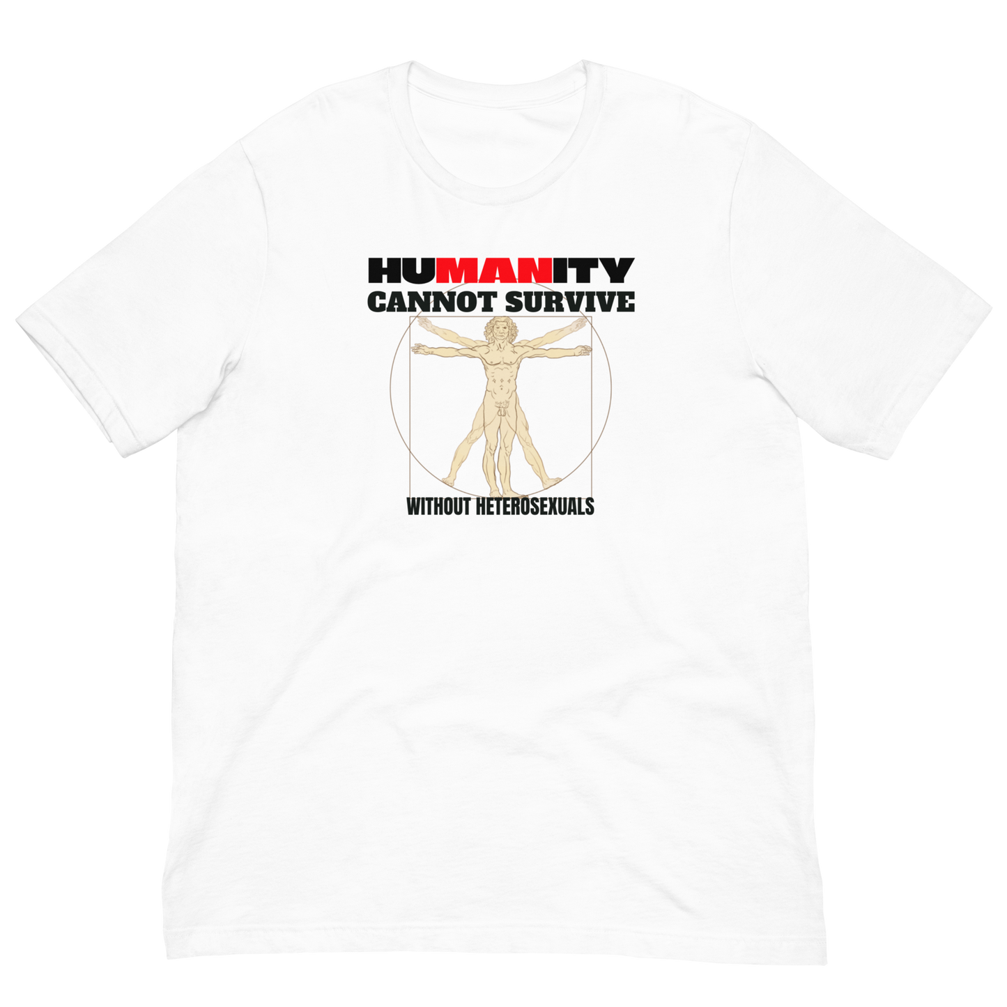 HUMANITY CAN'T SURVIVE/VITUVIAN MAN-BLACK/RED LETTERING