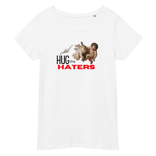 HUG THE HATERS (LADIES) BLACK & RED LETTERING